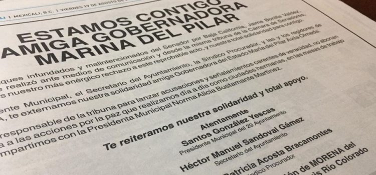 Alcalde y funcionarios defienden a gobernadora de Baja California