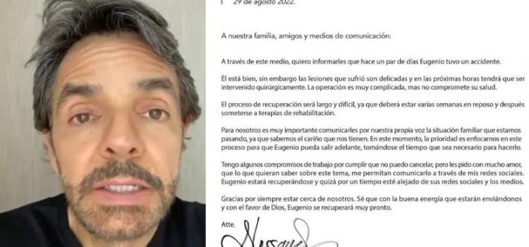 Eugenio Derbez delicado tras accidente