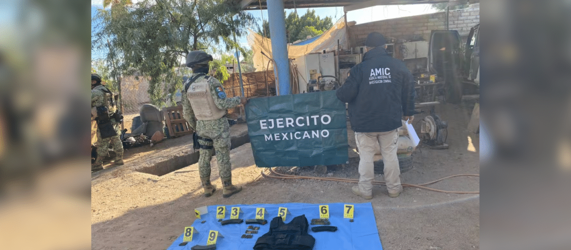 Operativo en Caborca desmantela taller clandestino de blindaje y asegura arsenal